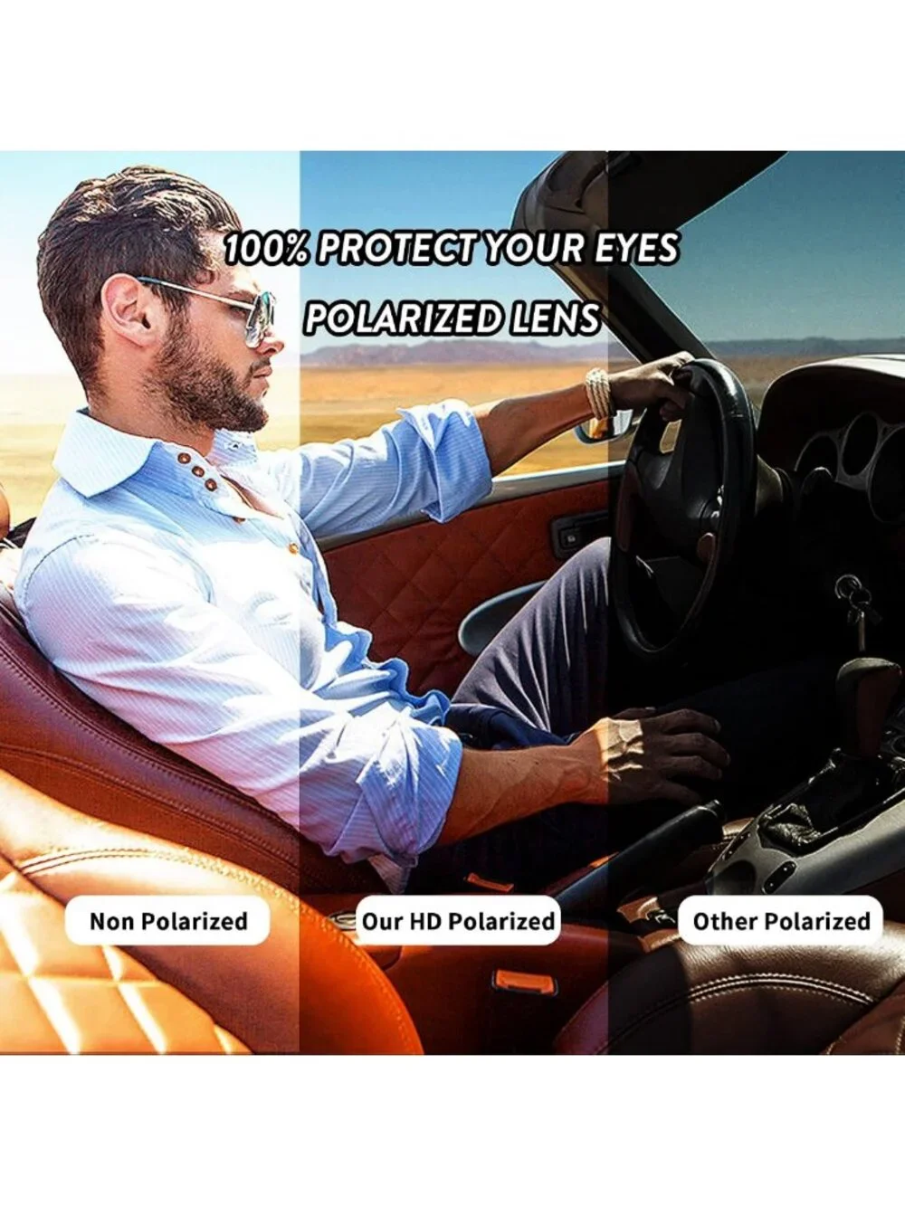 Oversized Polarized Square Sunglasses for Men & Women | Lightweight, UV400